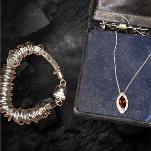 Beautiful necklace Colore Sg Sterling Silver Smoky Quartz Pendant& bracelet